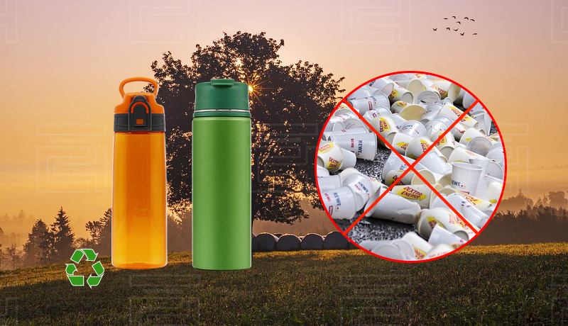Protect the environment and discard disposable water cups